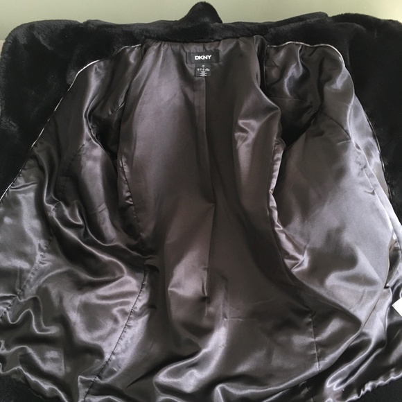 DKNY Black So Soft Faux Fur Coat - Picture 7 of 8